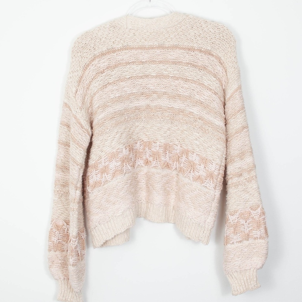 NWT Saltwater Luxe Womens 3D Knit Balloon Sleeve Cardigan Sweater Size M Neutral - Picture 7 of 8